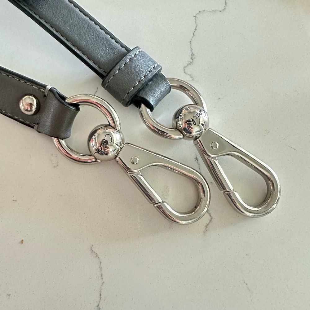 Coach Gray Leather Strap with Silver Hardware